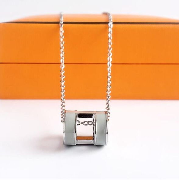 

2023 designer classic h pendant necklaces women 18k gold letter necklace luxury designer jewelry colorfast hypoallergenic 20 color box, Silver