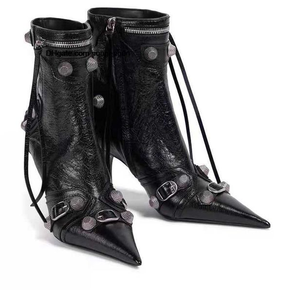 

heel martin high cagole ankle boot designer woman black rivets stiletto heels booties
