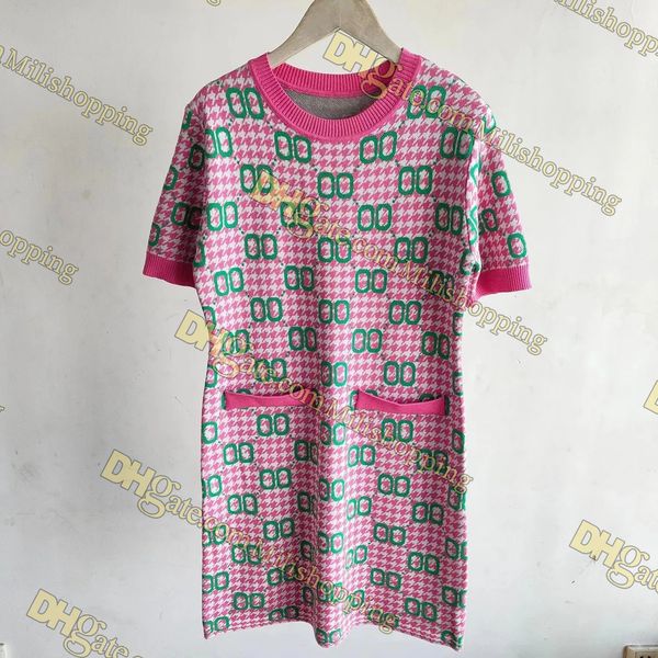 

dresses designer dress bodycon dress letter printing knitting sweater for women 2023 two-piece round neck short-sleeve knitted dress, Black