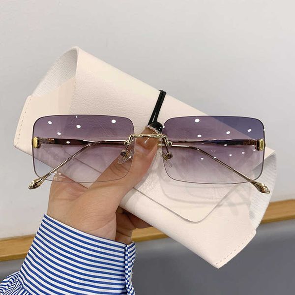 

sunglasses kammpt vintage rimless gradient sunglasses 2022 fashion sun glasses eyewear for man woman trendy luxury brand design shades g2302, White;black