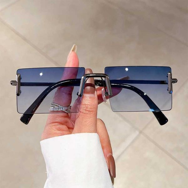 

sunglasses kammpt rimless rectangle sunglasses fashion vintage gradient ocean lens shades trendy new brand design uv400 sun glasses eyewear, White;black