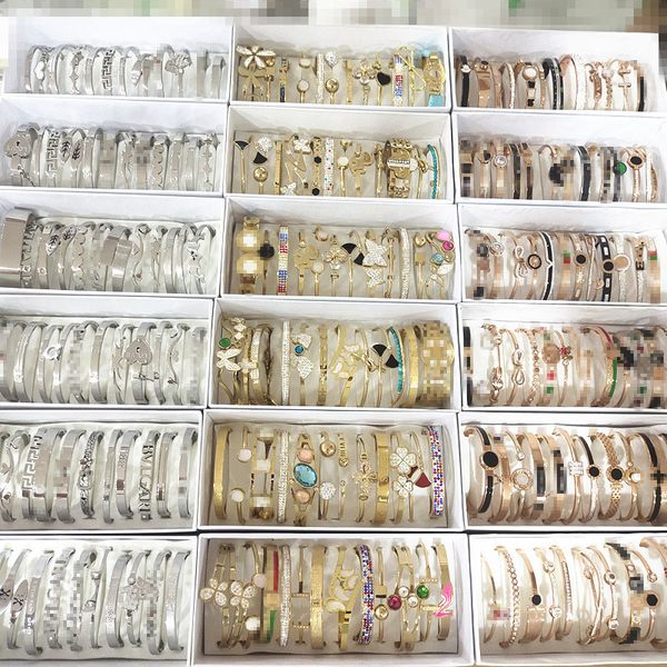 

bracelets luxury brand batch mixed wholesale of 5 pieces of mixed goods floor pricebrand men women bracelet bangle, Black