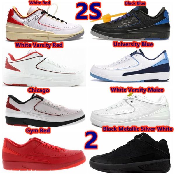 

mens 2s 2 low white red basketball shoes black blue university blues sneakers chicago varsitys maize smooth blacks met252p