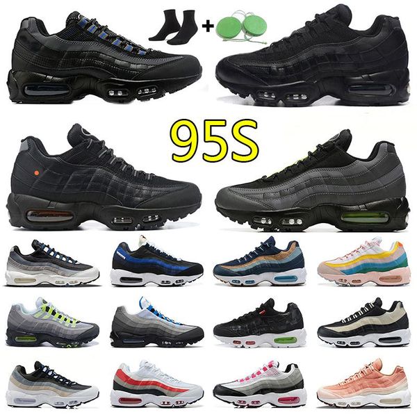 

fashion sneakers 95s running shoes 95 low men women outdoor trainers triple black og neon black with orange wolf grey cork pink black univer