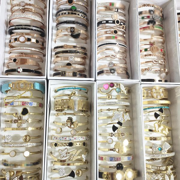 

love bracelet fashion luxury brand batch mixed wholesale of 5 pieces of mixed goods floor price woman cuff bangle stainless steel jewelry, Black