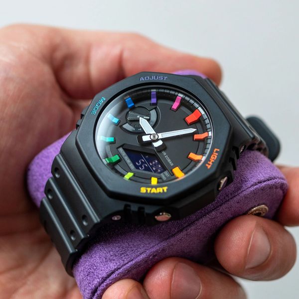 

original shock watch digital quartz 2100 watch led detachable assembly oak dial black color rainbow series, Slivery;golden