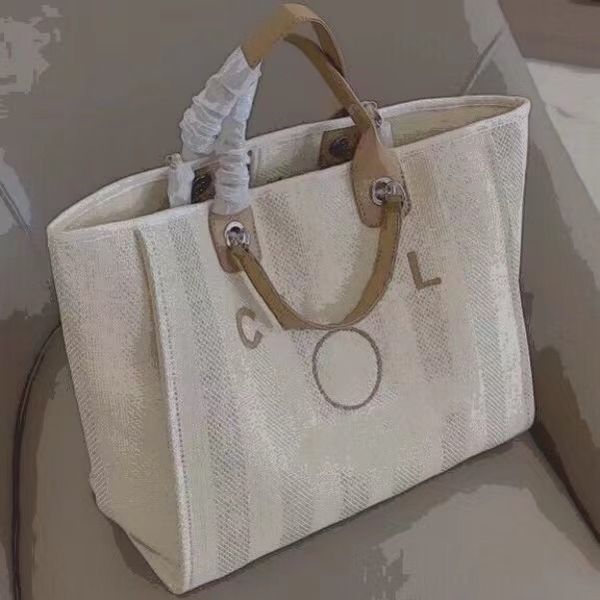 

2023 fashion classic leather handbags handle patchwork canvas large capacity mommy bag shopping tote beach designer_bag992
