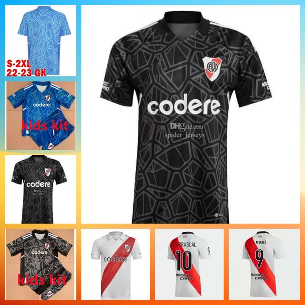 

22 23 river plate soccer jerseys 2022 2023 fans player version m.suarez j.alvarez de la cruz montiel carrascal borre football shirts men kid, Black;yellow