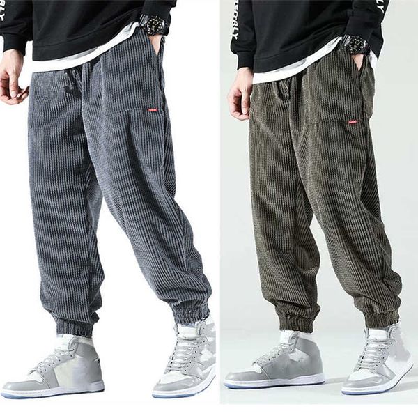 

men's pants men corduroy pants jogger harem pants hip hop spring summer loose harajuku trousers outdoor sport sweatpants big size panta, Black