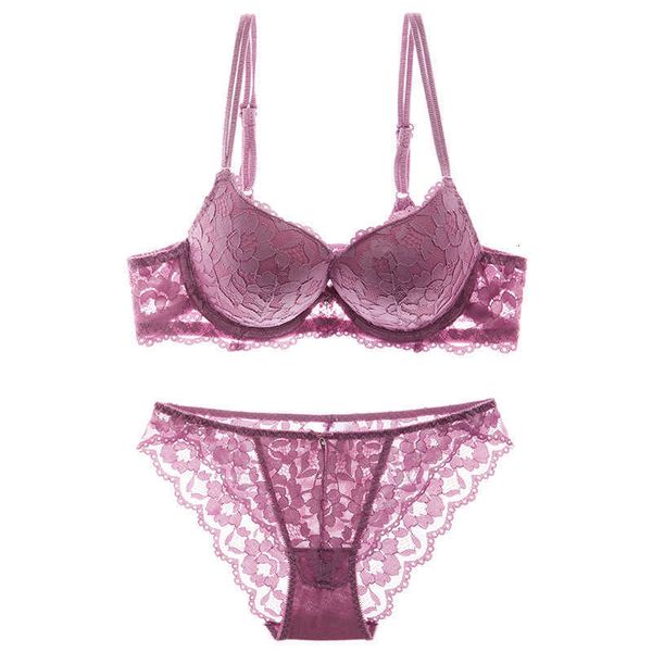 

european american women's underwear thin on the thick on the bottom lace gauze is adjusted to close breast bra set, Red;black