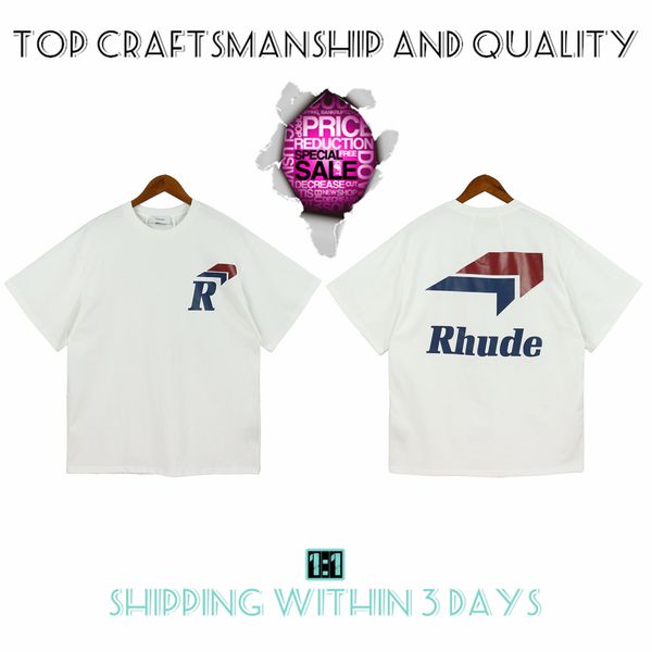 

craftsmanship rhude mens t shirts summer fashion designer tshirts street casual short sleeve beach style tees cotton printing shirt fs01 mb1, White;black