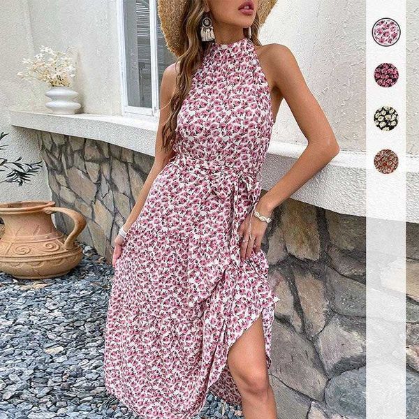 

summer vacation spaghetti straps mid length dress slim fit halter, Black;gray