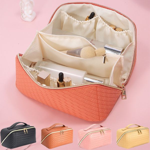 

cosmetic bags cases makeup bag for travel toiletry kit large-capacity cosmetic pouch woman multifunction pu organizer case portable handbag