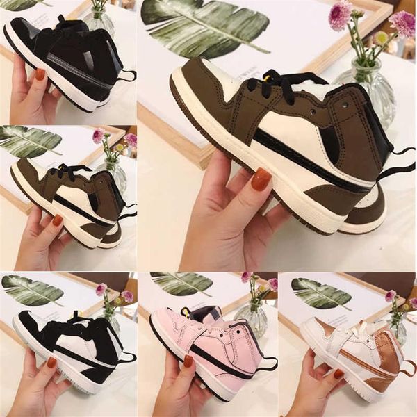 

new infant 1s born baby kids shoes ts high og ts sp sail black dark mocha toddlers sneakers small boys girls basketball shoes2393
