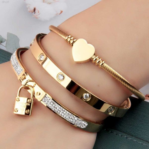 

scarves & wraps charm bracelets high-quality gold-plated jewelry gift diamond hanging small lock heart-shaped accessories stainless steel br, Red;brown