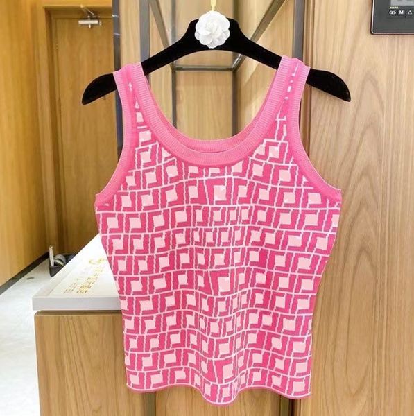 

designer luxury quality women's tanks & camis crewneck jacquard knitted vest fashion sleeveless full f letter suspender top, White