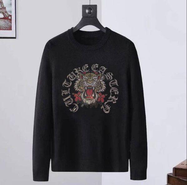 

men's sweater cotton brand pullover rhinestones heavy, White;black