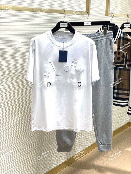 

23ss summer men's designer t-shirt fashion embossed printing process letter pattern men's luxury top, White;black