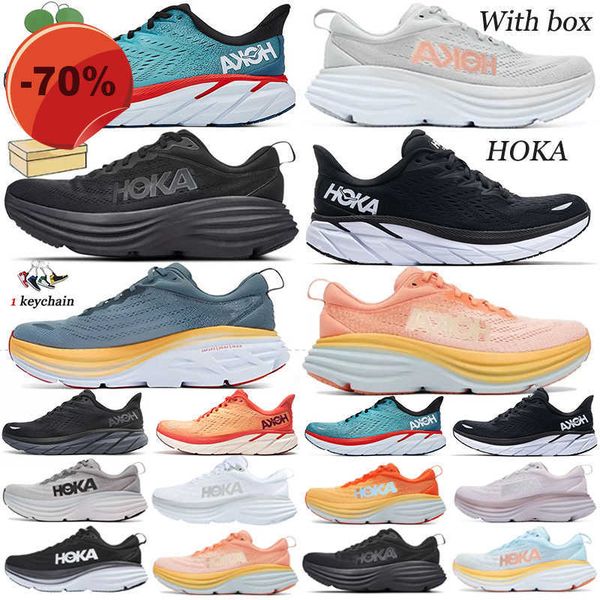 

sandals hoka one clifton 8 bondi running shoes women men athletic shoe shock absorbing road fashion marathon sneakers size 36-45, Black