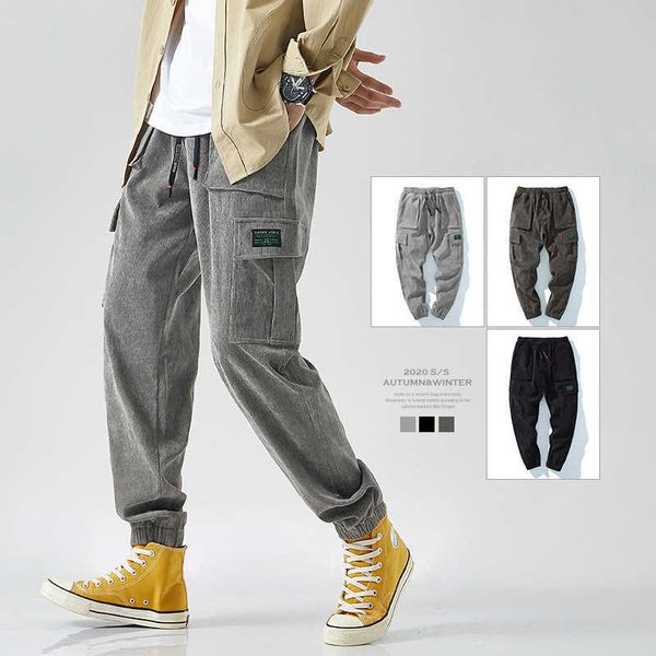 

men's pants houzhou corduroy high waisted pants black cargo pants cargo trousers male warm pants for men winter korean streetwear hip h