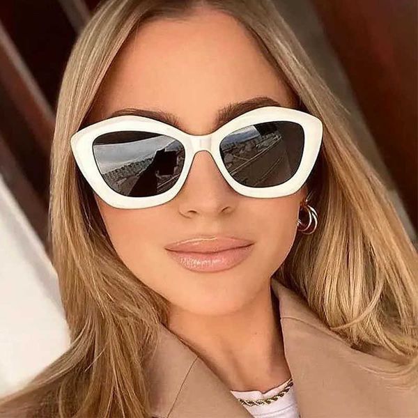 

sunglasses fashion brand white cat eye small sunglasses women irregular design candy color sun glasses female travel sun protection eyewear, White;black