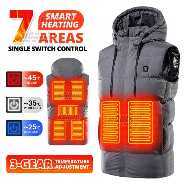 

men s vests 7 areas self heated body warmer women men warm heating jacket thermal clothing hunting camping travel fishing 230225, Black;white