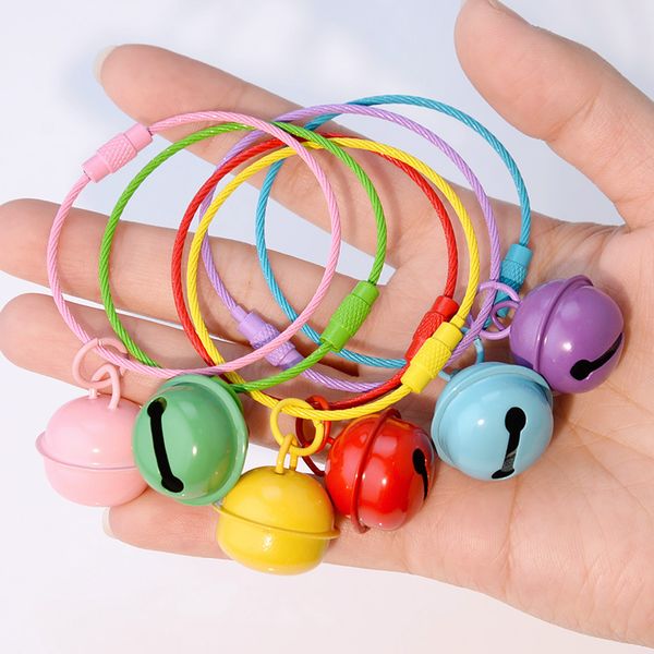 

bulk price multi-color bell keychain paint steel wire ring christmas new year stainless steel key rings lanyards gift, Silver