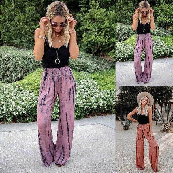 

summer womens printed capri high waist wide leg leopard pants casual, Black;white