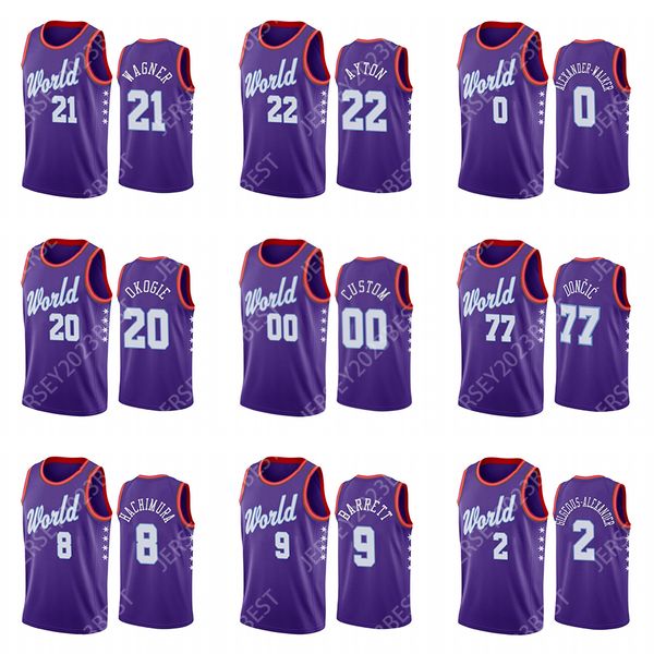 

2021 rising star world team rj barrett rui hachimura luka doncic shai gilgeous-alexander basketball jersey custom, Black;red