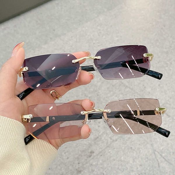 

sunglasses kammpt small vintage rimless sunglasses men women fashion 2022 candy color shades eyewear trendy luxury brand design sun glasses, White;black