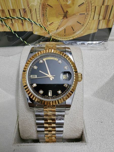 

with original box datejust 41mm watch diamond dial bezel 126234 a2813 automatic mens watches steel two tone gold jubilee bracelet wristwatch, Slivery;brown