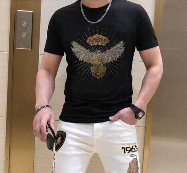 

short-sleeve 2023 men's designer rhinestone men's t-shirts gifts, White;black