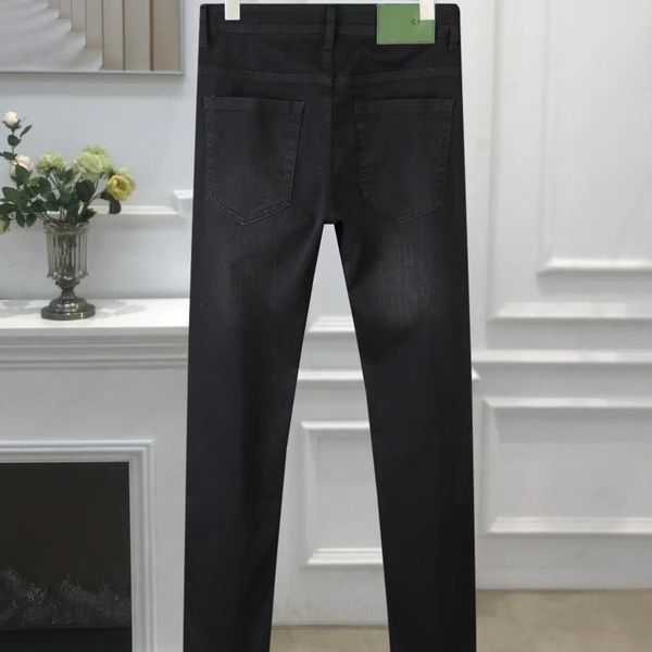 

2023 fashion men's jeans the pants style print hole painting slim stretch printed small feet denim, Blue