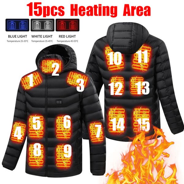 

men s vests heated hooded men jackets smart warm 15pcs waterproof thermostat pure winter clothing heating color 230225, Black;white