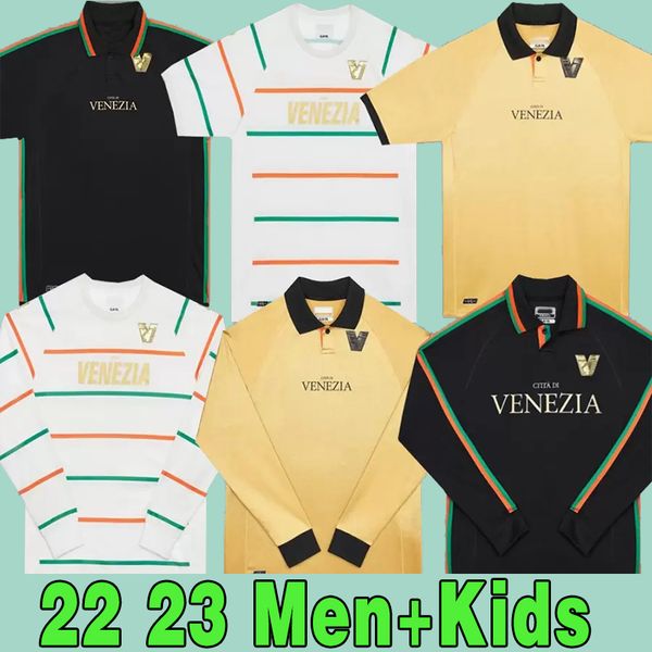 

21 22 23 venezia fc soccer jerseys home black away white third blue 4th red 10# aramu 11# forte venice 2021 2022 2023 busio 27# football shi, Black;yellow