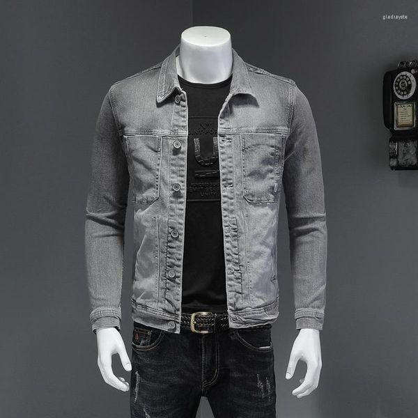 

men's jackets spring autumn denim jacket men comfy high bounce coat european and american vintage, Black;brown