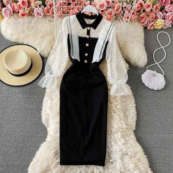 

elegant evening party dress high waist vestido de mujer fashion women bodycon dresses lace ruffles black clothes woman long robe 2023, Black;gray
