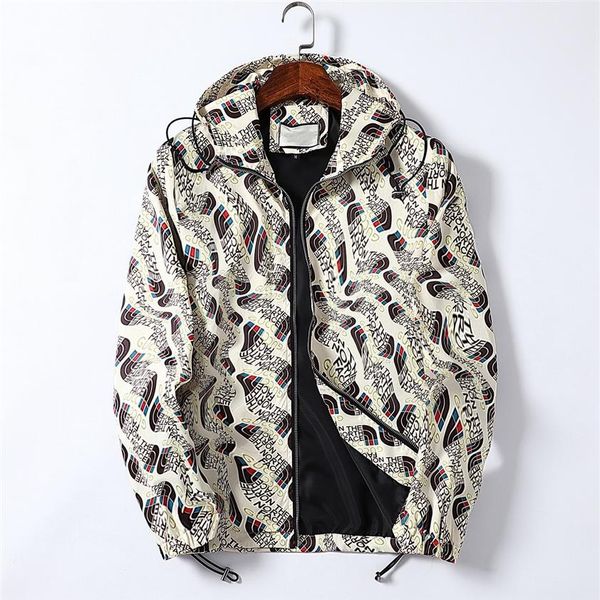 

mens designer hooded jacket fashion face letter print pocket windbreaker men casual baseball jackets zipper hoodies outerwear coat224t, Black;brown