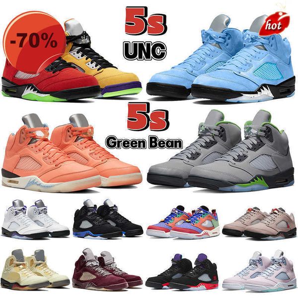 

slippers 2023 amg jumpman mens basketball shoes 5 5s retro unc green bean crimson bliss what the concord racer blue noir easter aqua doernbe, Black