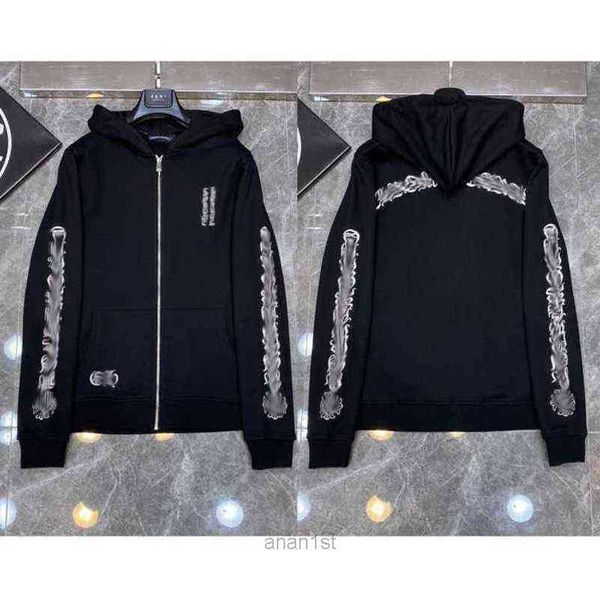 

3a classic mens zipper ch hoodies designer horseshoe sanskrit cross print pullover heart hoody sweatshirts sweater luxury woman jackts fate1, Black