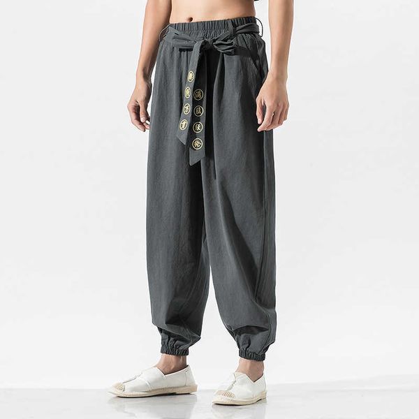 

men's pants japanese casual kimono pants loose harajukutrousers japan men traditional asian clothing yukata style embroidered harem com, Black
