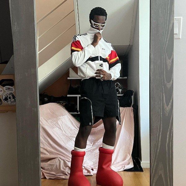 

2023 mschf astro boy men women rain boots designers big red boot thick bottom non-slip booties rubber platform bootie fashion astro boy fwp, Black