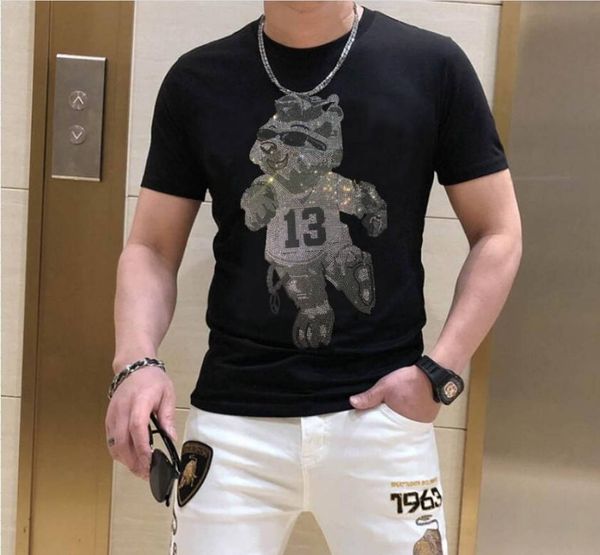

men's t-shirts men's drop shipping casual clothing designer rhinestone, White;black