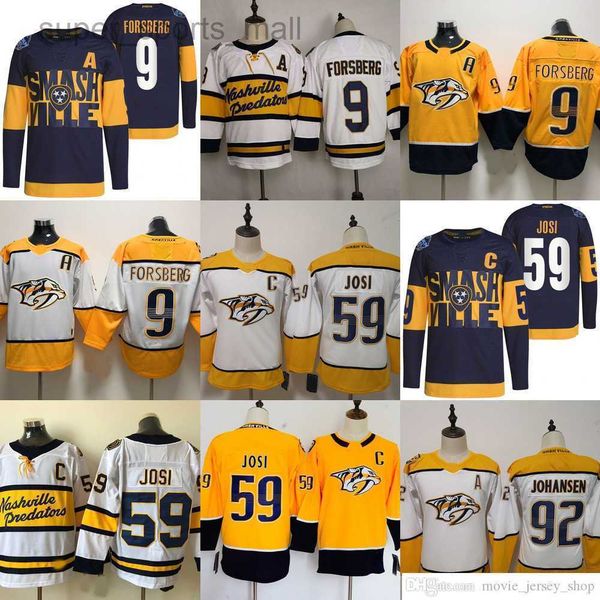 

hockey jerseys nashville''predators 9 filip forsberg 59 roman josi 92 ryan johansen 95 matt duchene men women youth, Black;red