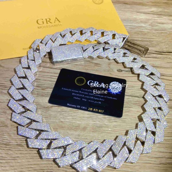 

designer jewelry 28mm width big cuban link chain iced out fully flawless moissanite silver iced out cuban chain mens necklaces