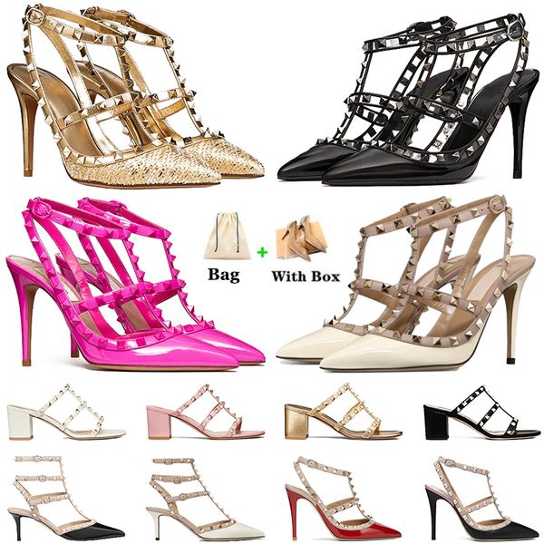 

designer high heels sandals heels stud women lady stiletto style peep-toe pointed toes heel office loafers platform sandal 35-42, Black