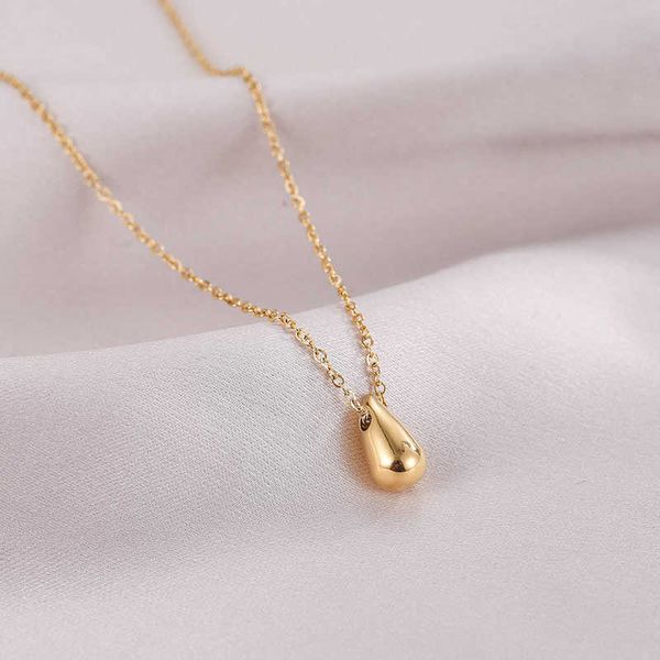 

new light luxury niche design sense necklace female water drop shape simple high sense celebrity temperament clavicle chain, Silver