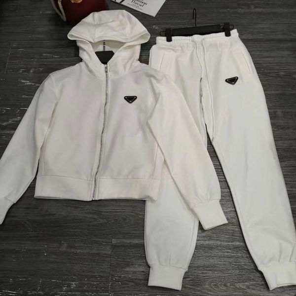 

women's two piece pants couple designer european and american hooded autumn and winter fashion casual sports, White