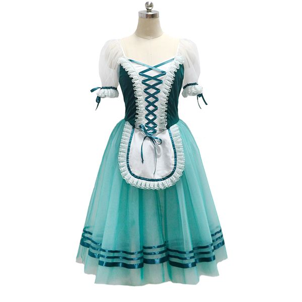 

stage wear dark green ballet tutu dress giselle long dress group dance women burgundy giselle burgundy navy blue romantic peasant tutu costu, Black;red