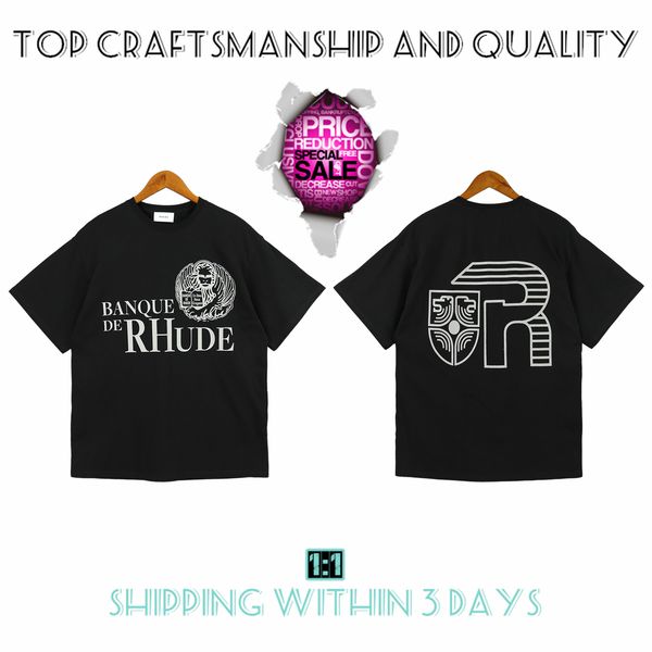 

craftsmanship rhude mens t shirts summer fashion designer tshirts street casual short sleeve beach style tees cotton printing shirt fs01 mb1, White;black